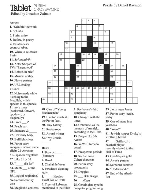While searching our database we found the following answers for Purim honoree crossword clue. . Month of purim crossword